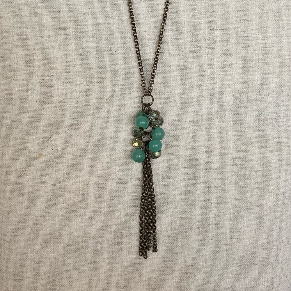 Long beaded tassel necklace